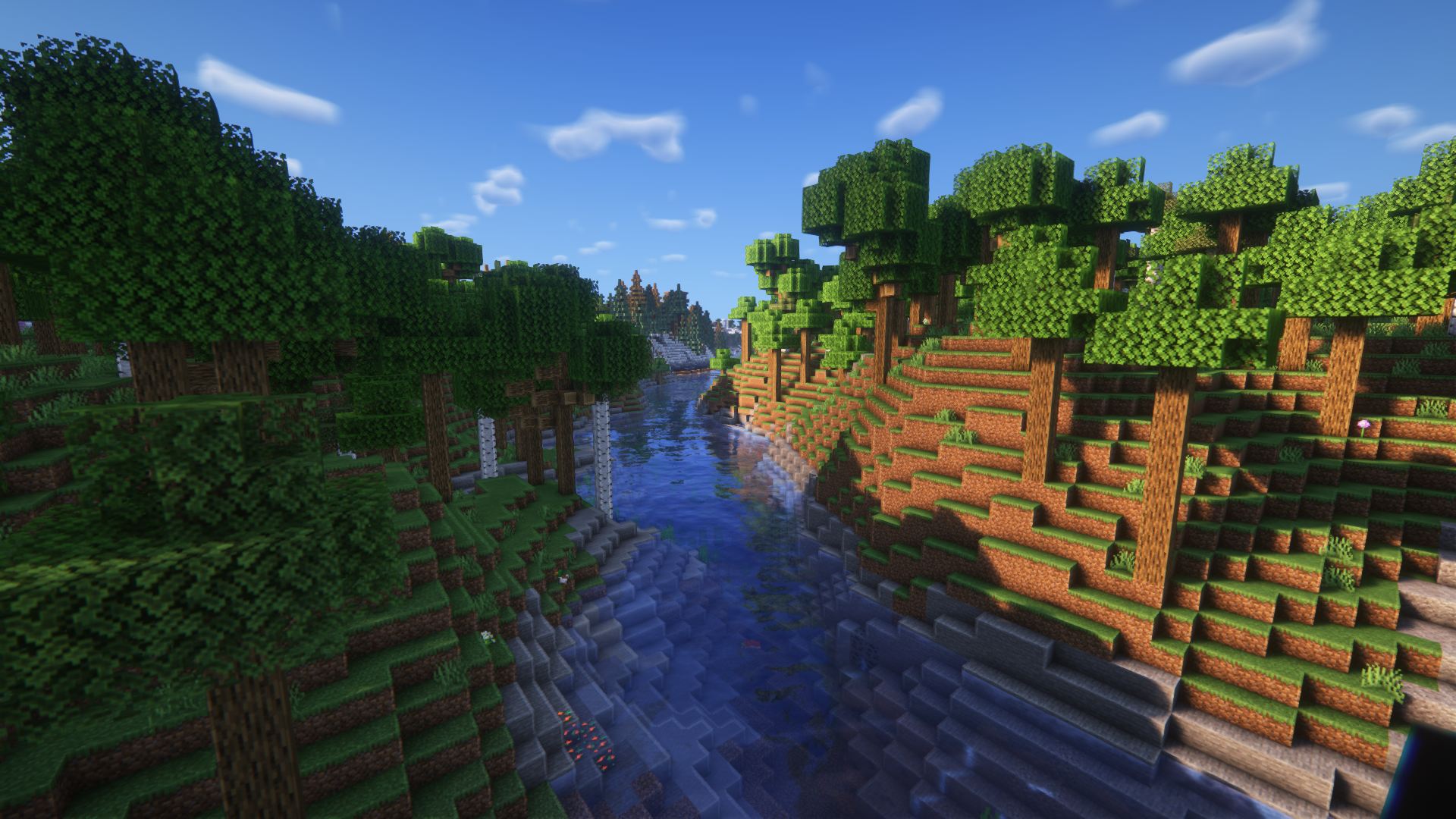 Rivière traversant la forêt sur le serveur DeityCube